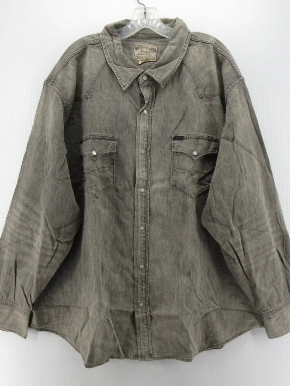Polo Ralph Lauren Shirt 3XB Big Western Pearl Snap Denim Cowboy Rodeo